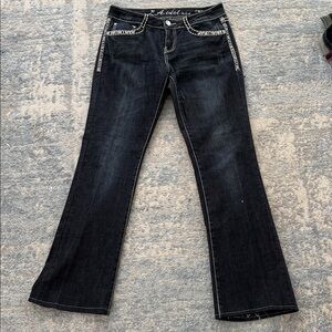 L.A. Idol Navy Jeans with Crystal Button